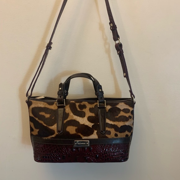 BRAHMIN handbag, burgundy leather and mohair! 👜 - Picture 2 of 7